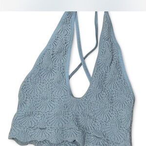 Free people Textured floral Blue Halter Bralette